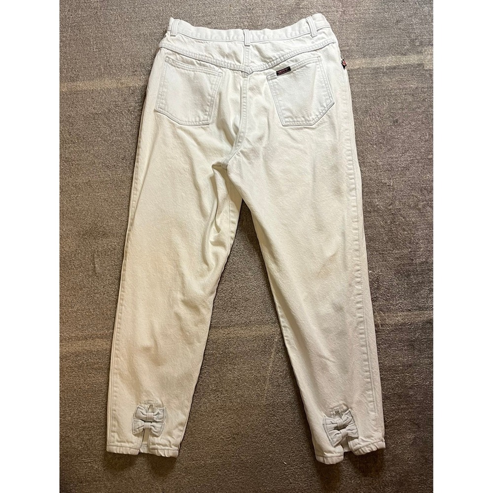 Vintage 80s Sasson High Waisted Light Wash Bow Jeans Womens Size 15/16 Coquette